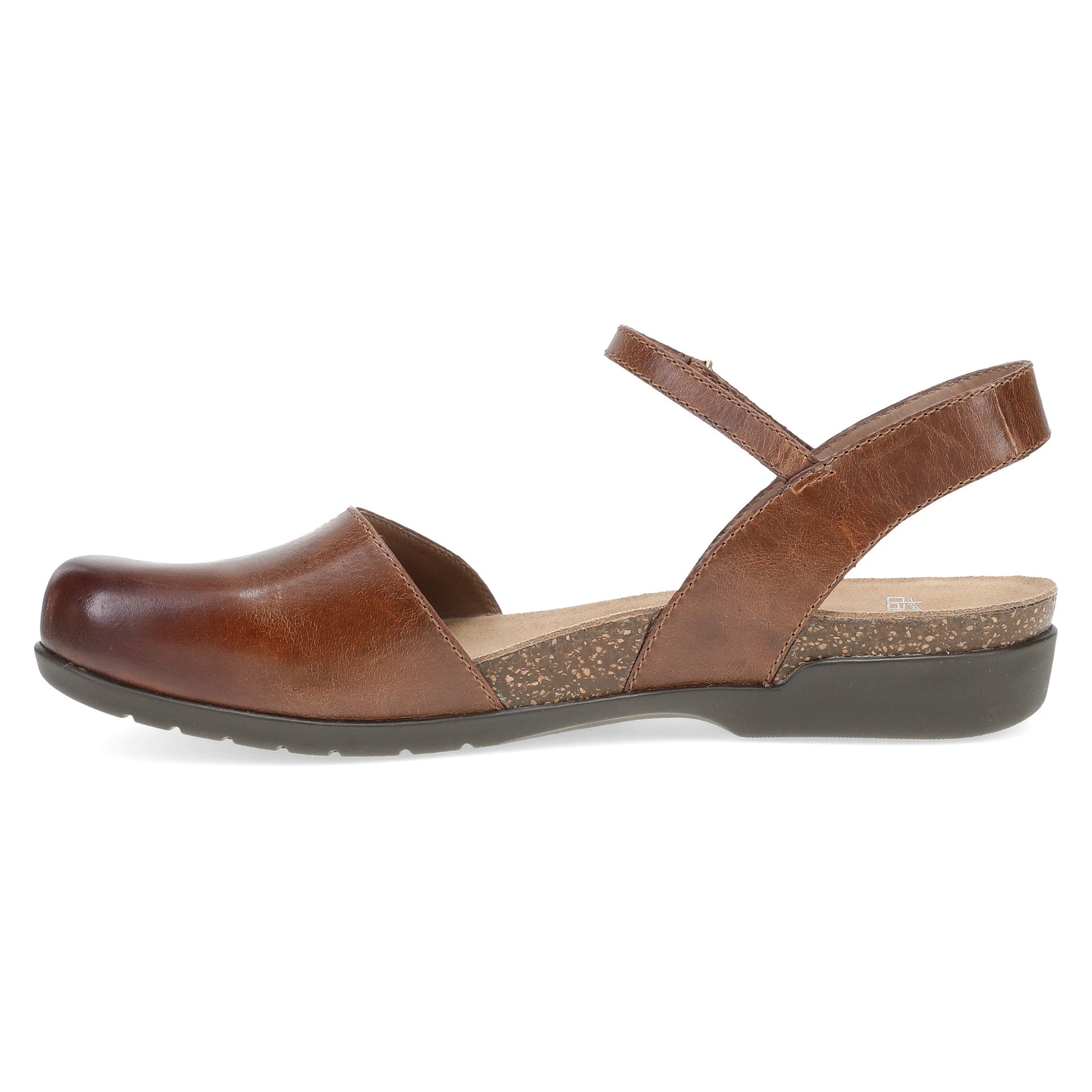 Dansko Rowan - Women's Adjustable Strap Sandal - Tan Waxy Burnished Side View