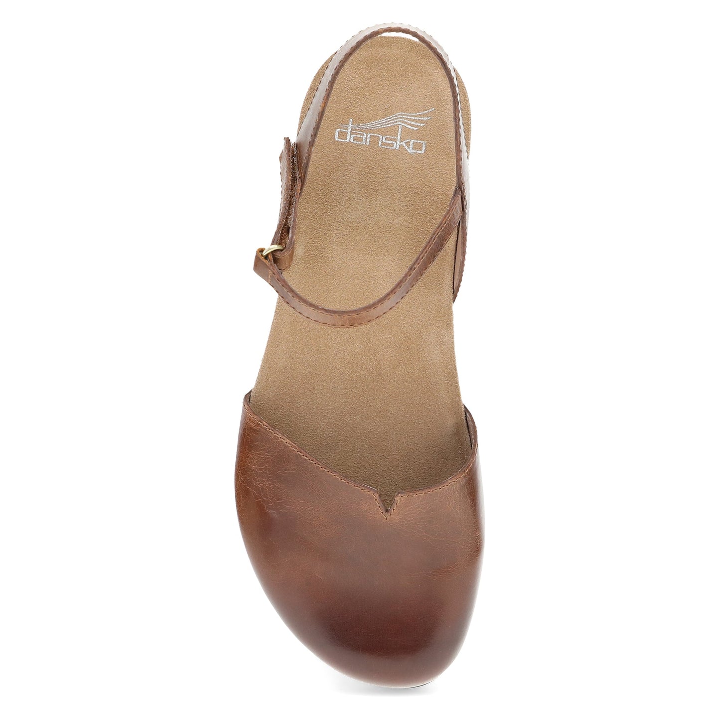 Dansko Rowan - Women's Adjustable Strap Sandal - Tan Waxy Burnished Top View
