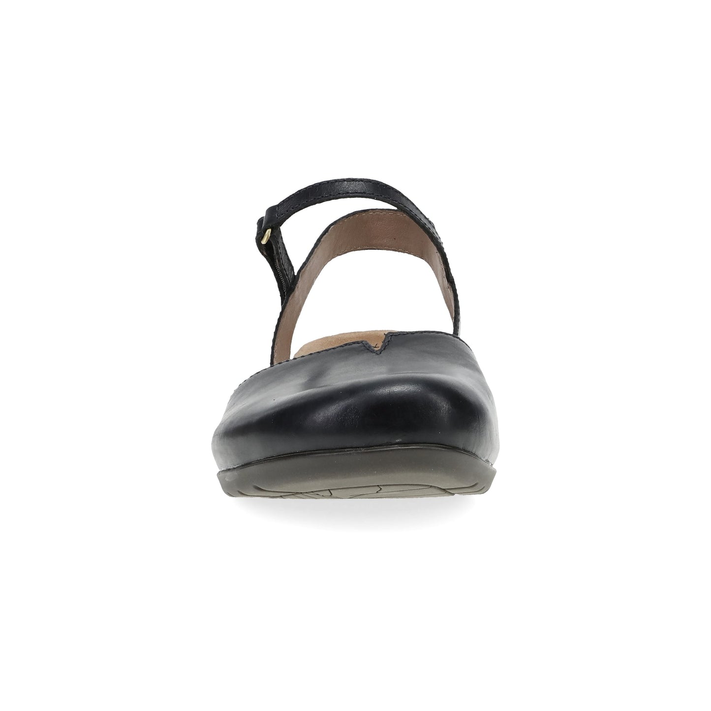 Dansko Rowan - Women's Adjustable Strap Sandal - Black Waxy Burnished Front View