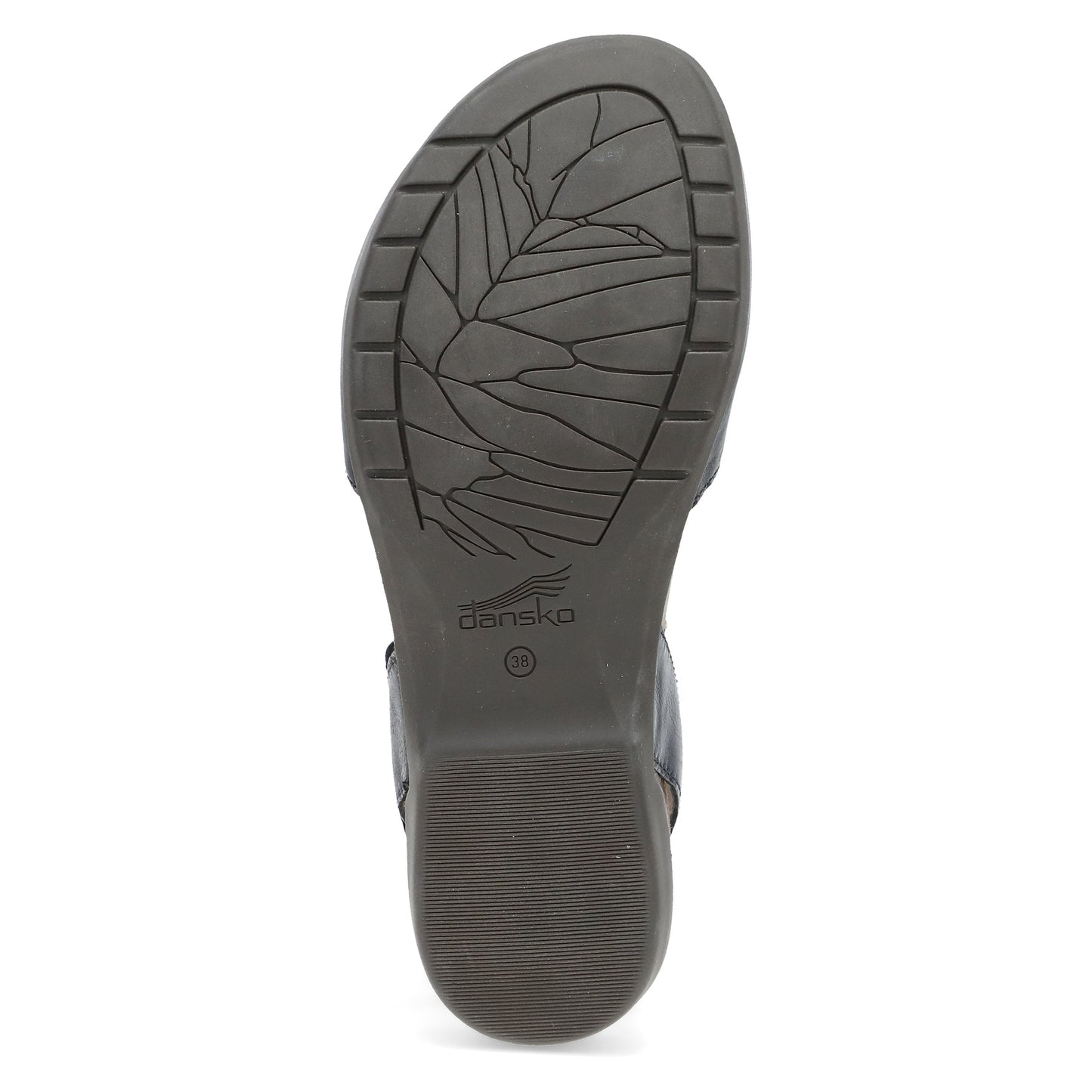 Dansko Rowan - Women's Adjustable Strap Sandal - Black Waxy Burnished Sole View