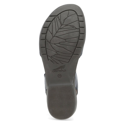 Dansko Rowan - Women's Adjustable Strap Sandal - Black Waxy Burnished Sole View