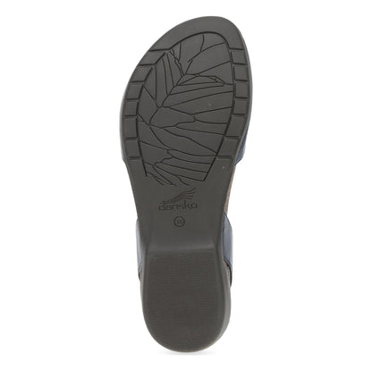 Dansko Rowan - Women's Adjustable Strap Sandal - Navy Waxy Burnished Sole View