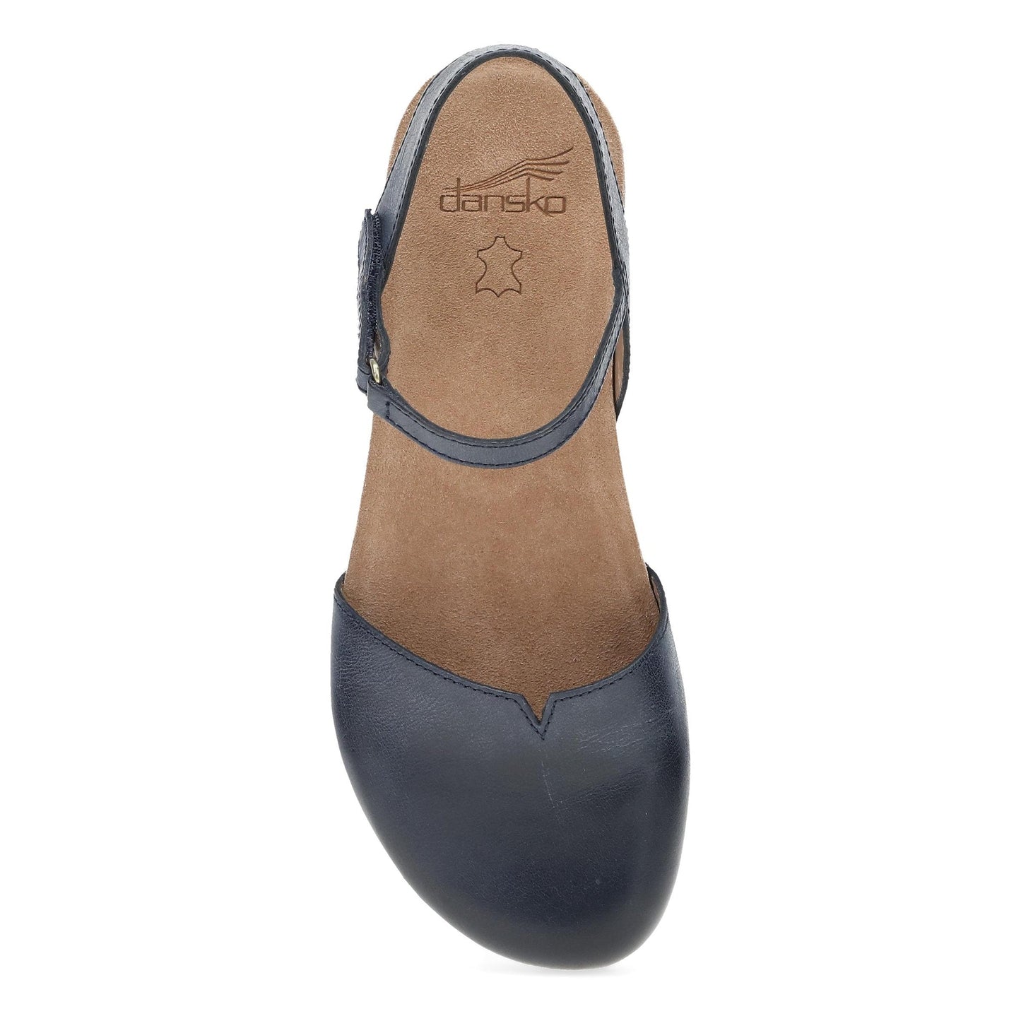 Dansko Rowan - Women's Adjustable Strap Sandal - Navy Waxy Burnished Top View