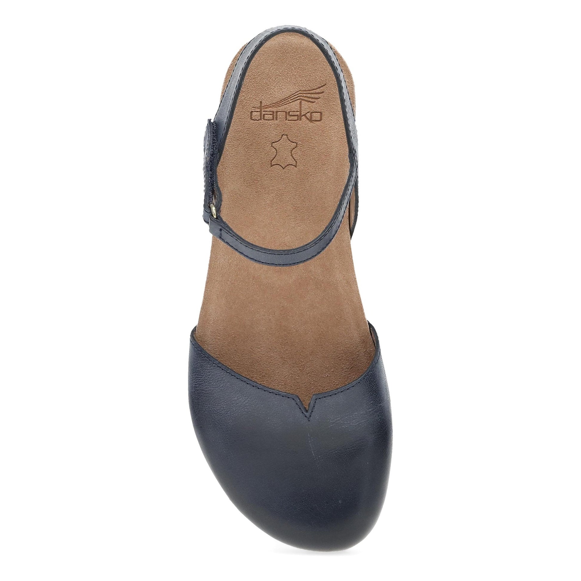 Dansko Rowan - Women's Adjustable Strap Sandal - Navy Waxy Burnished Top View