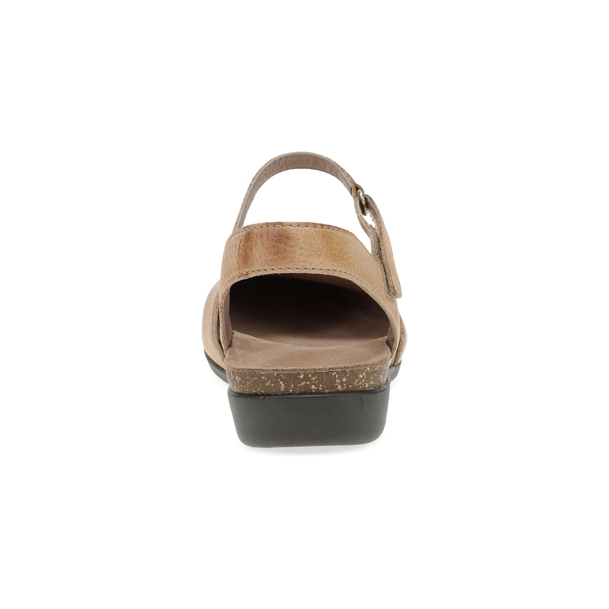 Dansko Rowan - Women's Adjustable Strap Sandal - Honey Distressed Heel View