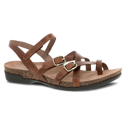 Dansko Roslyn - Women's Adjustable Strap Sandal - Tan Waxy Burnished Outside View