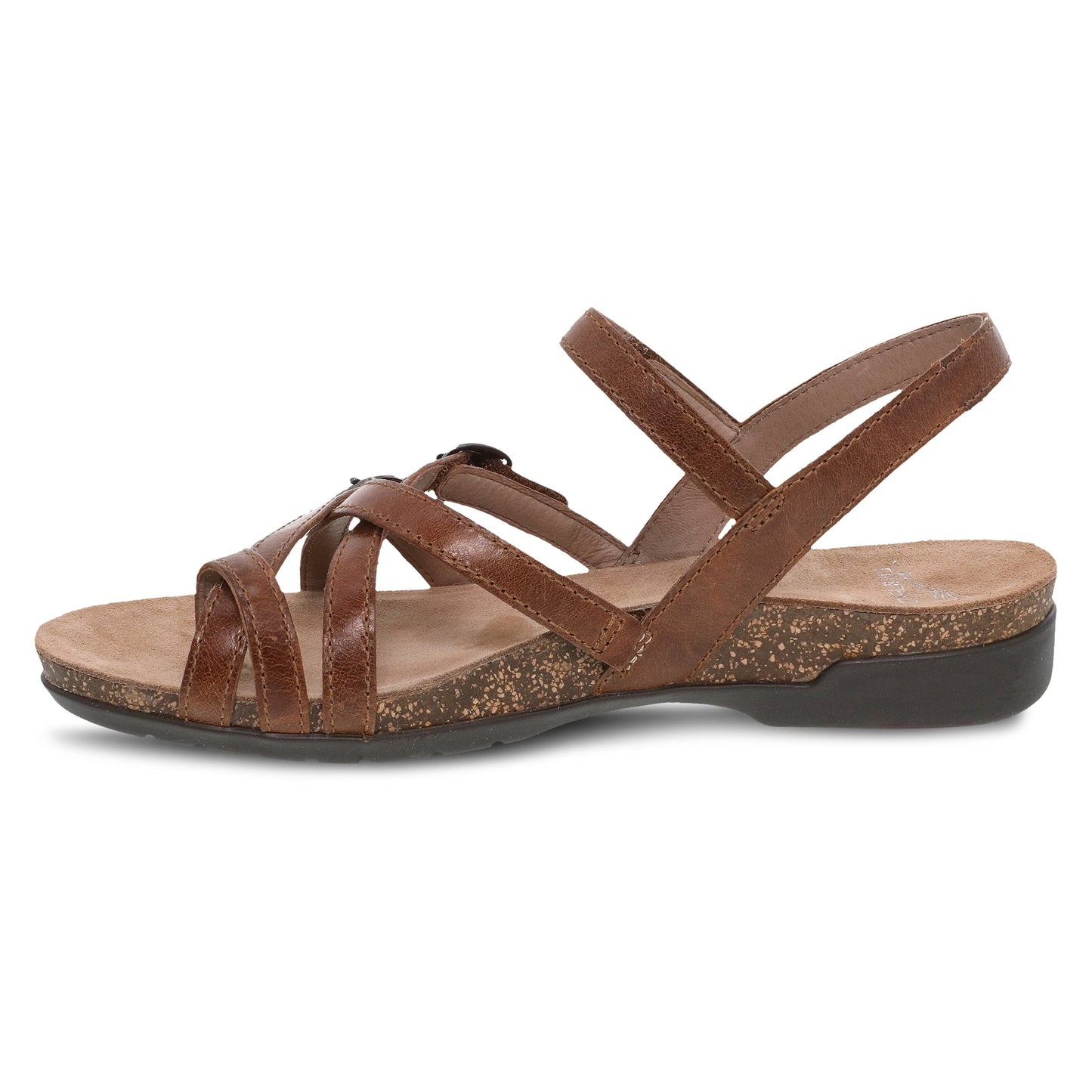 Dansko Roslyn - Women's Adjustable Strap Sandal - Tan Waxy Burnished Side View