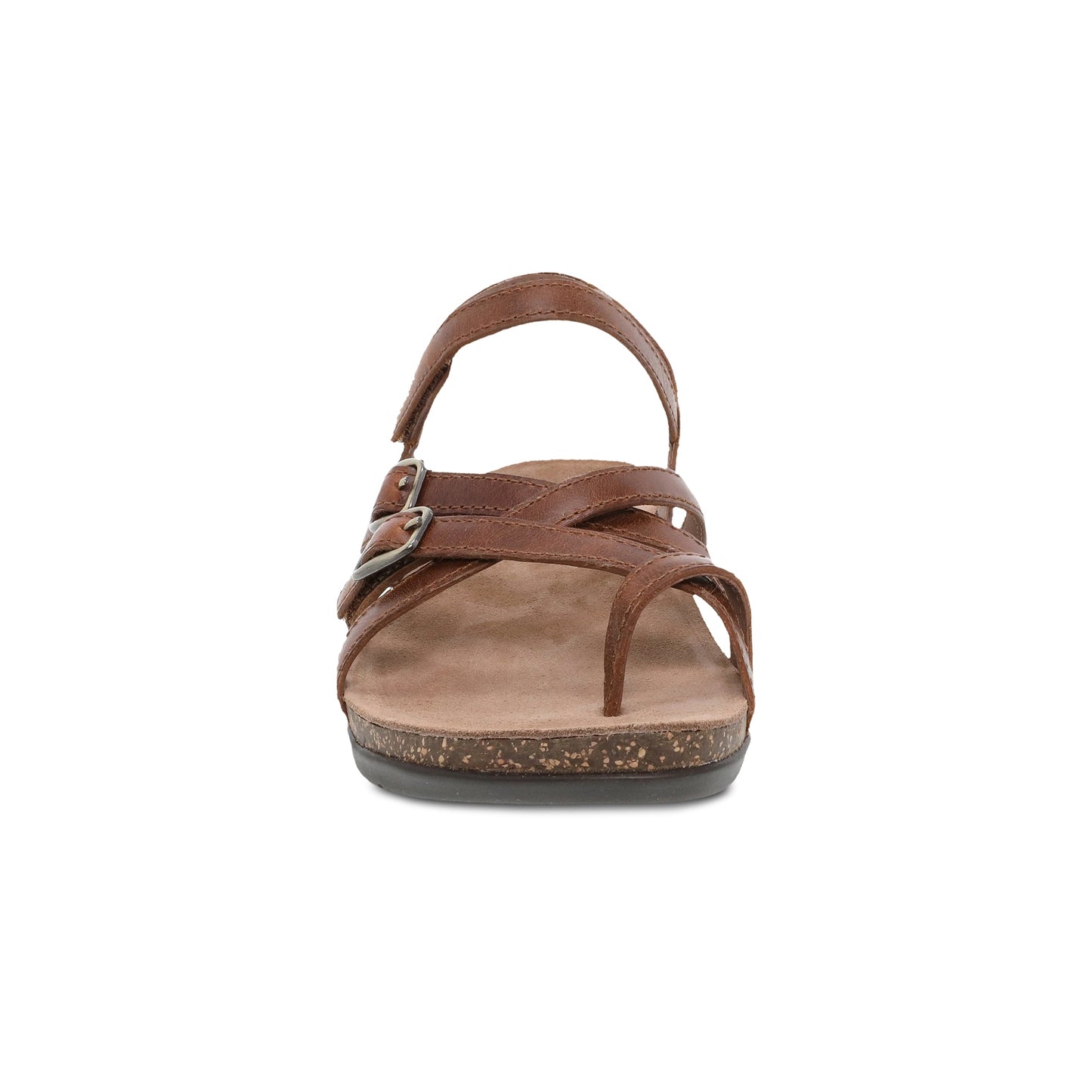 Dansko Roslyn - Women's Adjustable Strap Sandal - Tan Waxy Burnished Front View