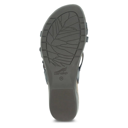 Dansko Roslyn - Women's Adjustable Strap Sandal - Black Waxy Burnished Sole View
