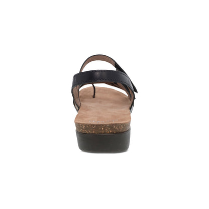 Dansko Roslyn - Women's Adjustable Strap Sandal - Black Waxy Burnished Heel View
