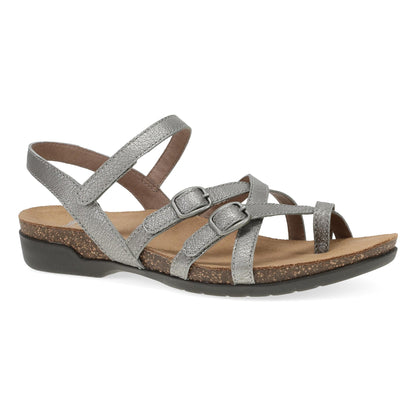 Dansko Roslyn - Women's Adjustable Strap Sandal - Antique Silver Metallic Outside View