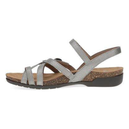 Dansko Roslyn - Women's Adjustable Strap Sandal - Antique Silver Metallic Side View