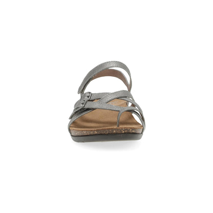Dansko Roslyn - Women's Adjustable Strap Sandal - Antique Silver Metallic Front View