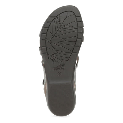 Dansko Roslyn - Women's Adjustable Strap Sandal - Antique Silver Metallic Sole View