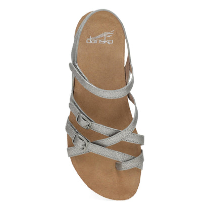 Dansko Roslyn - Women's Adjustable Strap Sandal - Antique Silver Metallic Top View