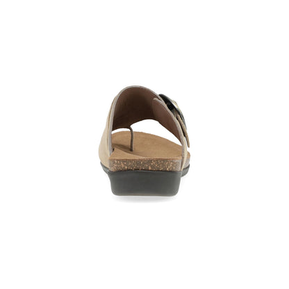 Dansko Rylee - Women's Adjustable Strap Sandal - Sand Suede Heel View