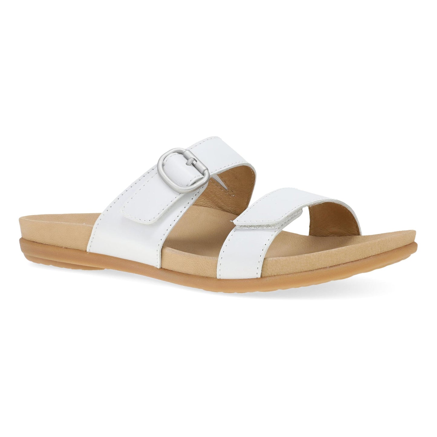 Dansko Justine - Women's Contoured Footbed Sandal - White Full Grain Outside View