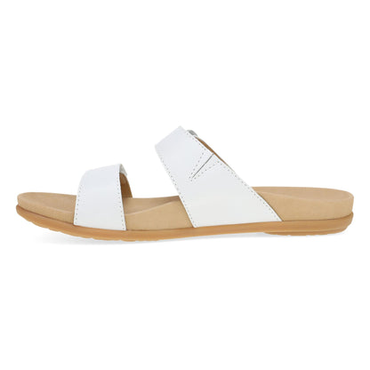 Dansko Justine - Women's Contoured Footbed Sandal - White Full Grain Side View