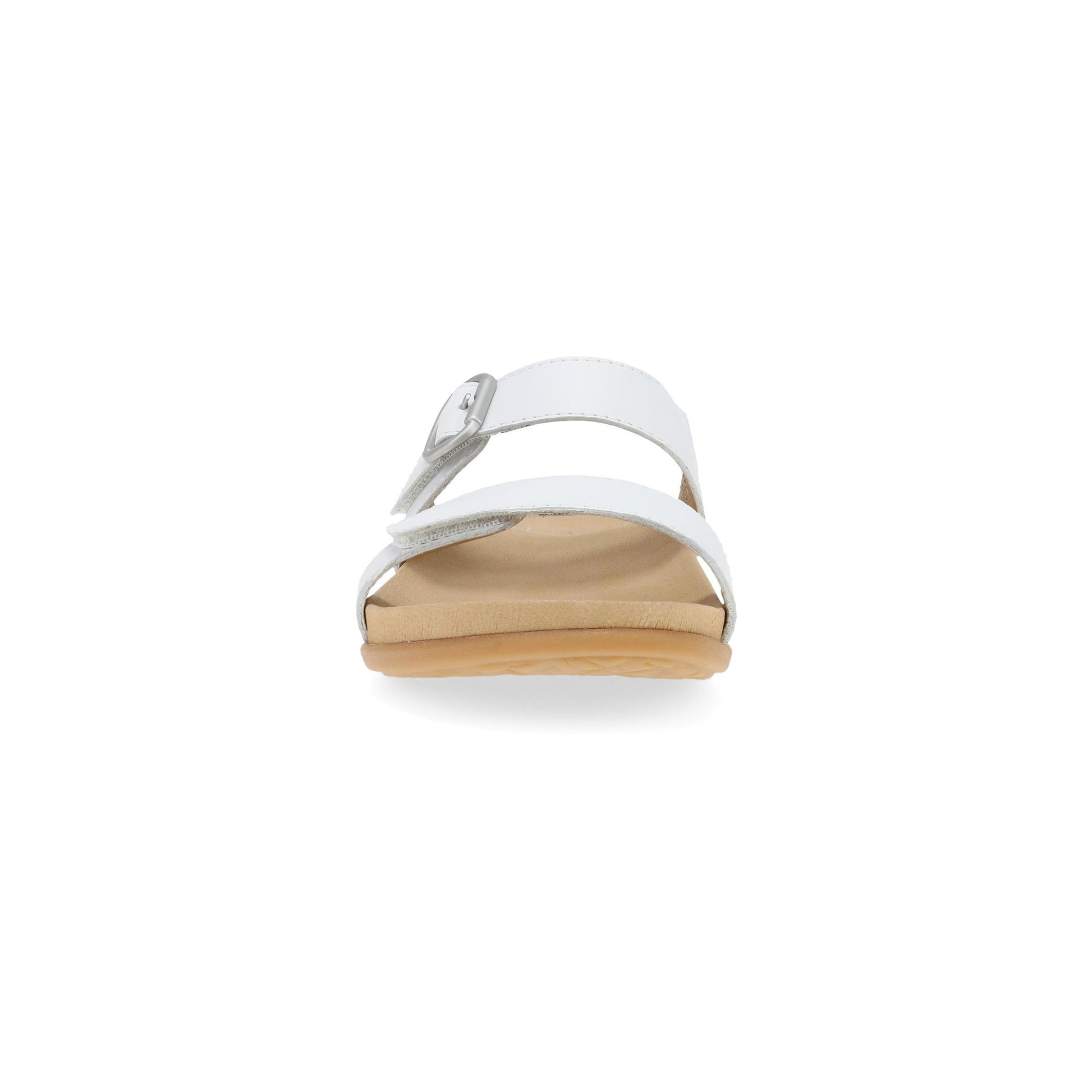 Dansko Justine - Women's Contoured Footbed Sandal - White Full Grain Front View