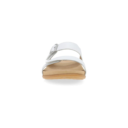 Dansko Justine - Women's Contoured Footbed Sandal - White Full Grain Front View