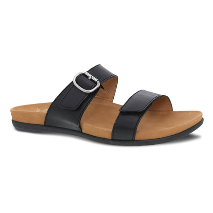 Dansko Justine - Women's Contoured Footbed Sandal - Black Calf Outside View