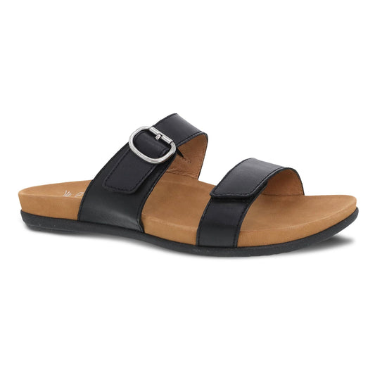 Dansko Justine - Women's Contoured Footbed Sandal - Black Calf Outside View