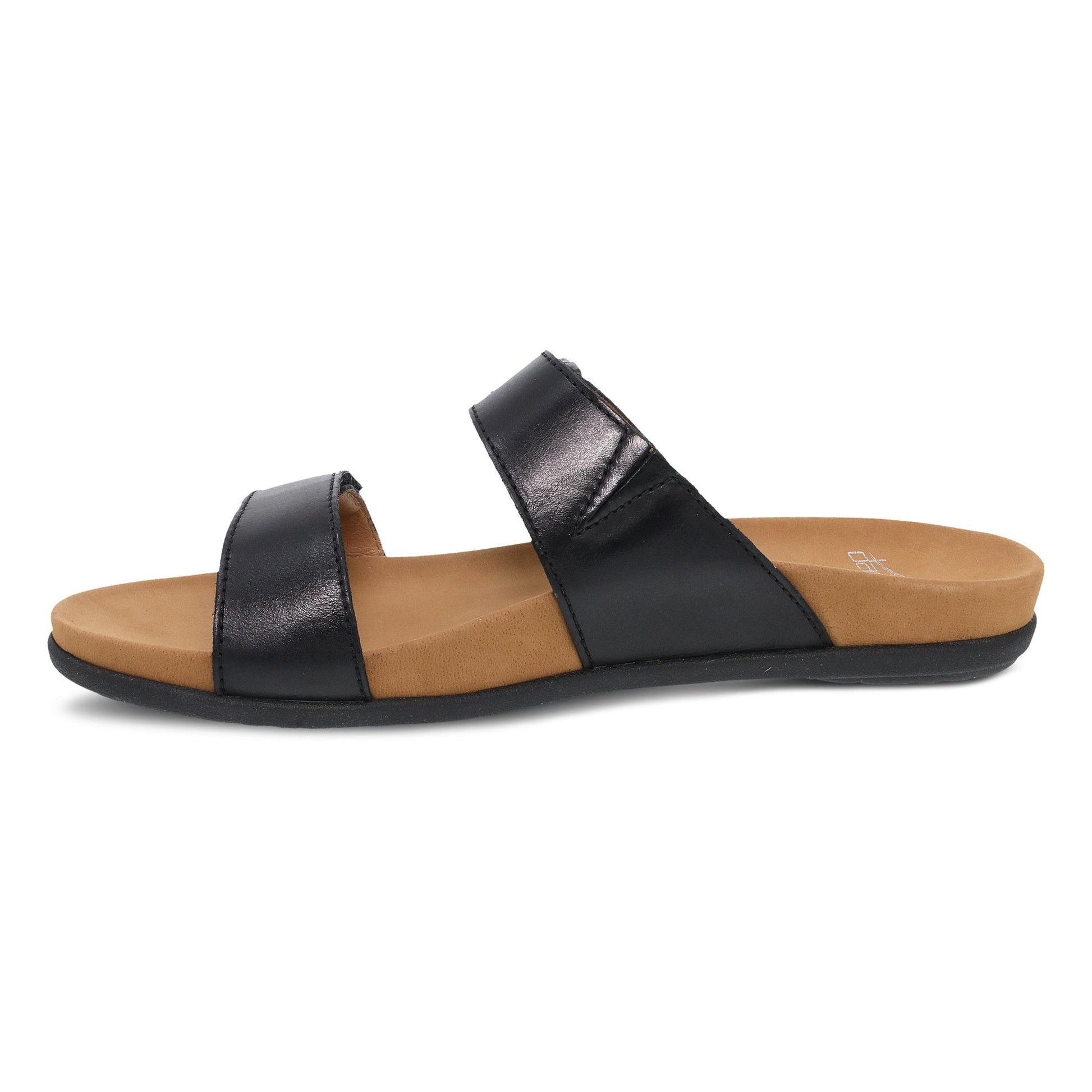 Dansko Justine - Women's Contoured Footbed Sandal - Black Calf Side View