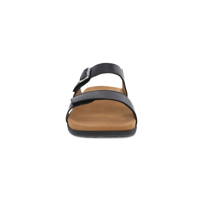Dansko Justine - Women's Contoured Footbed Sandal - Black Calf Front View