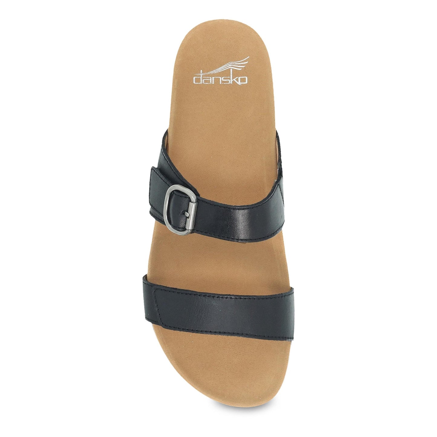 Dansko Justine - Women's Contoured Footbed Sandal - Black Calf Top View
