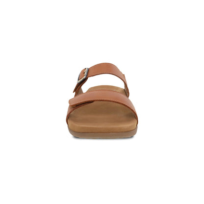 Dansko Justine - Women's Contoured Footbed Sandal - Luggage Calf Front View