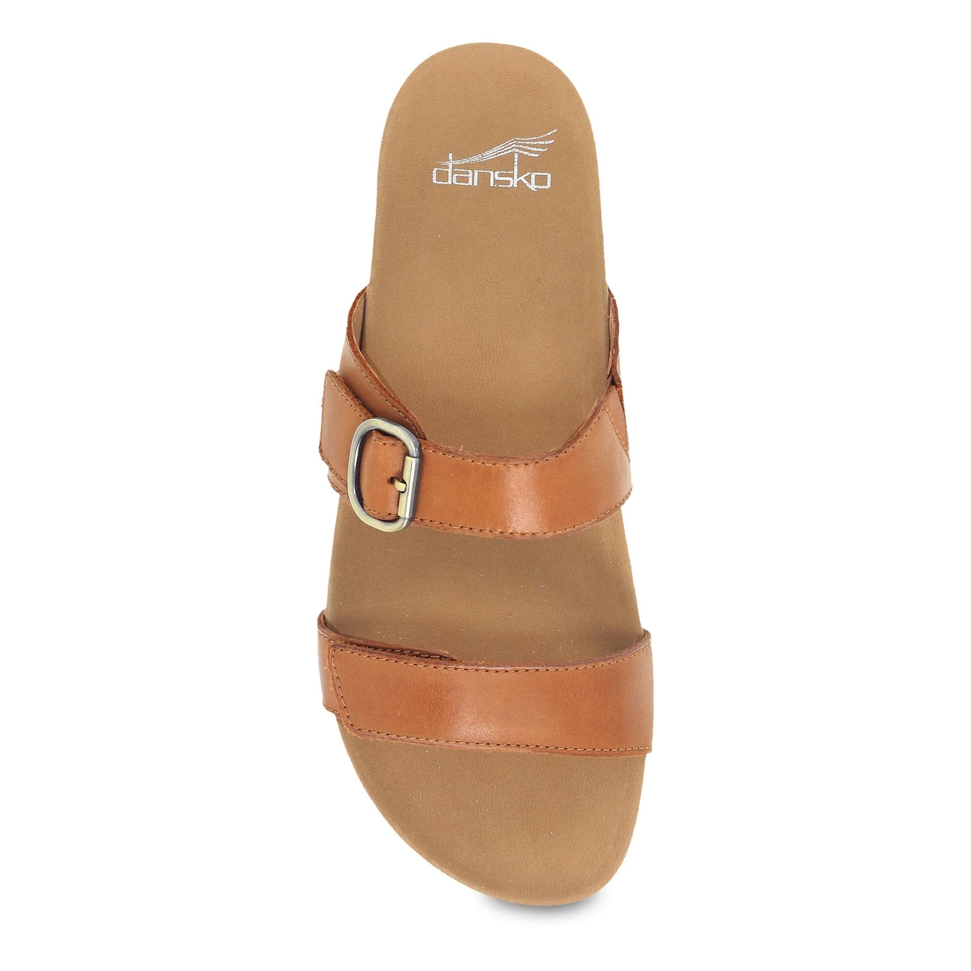 Dansko Justine - Women's Contoured Footbed Sandal - Luggage Calf Top View