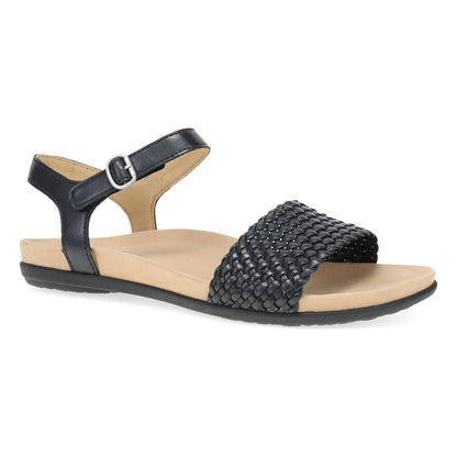 Dansko Jodie - Women's Contoured Footbed Sandal - Black Woven Outside View