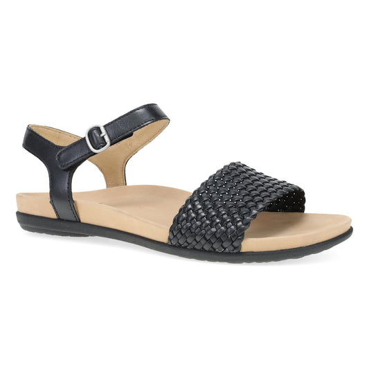 Dansko Jodie - Women's Contoured Footbed Sandal - Black Woven Outside View