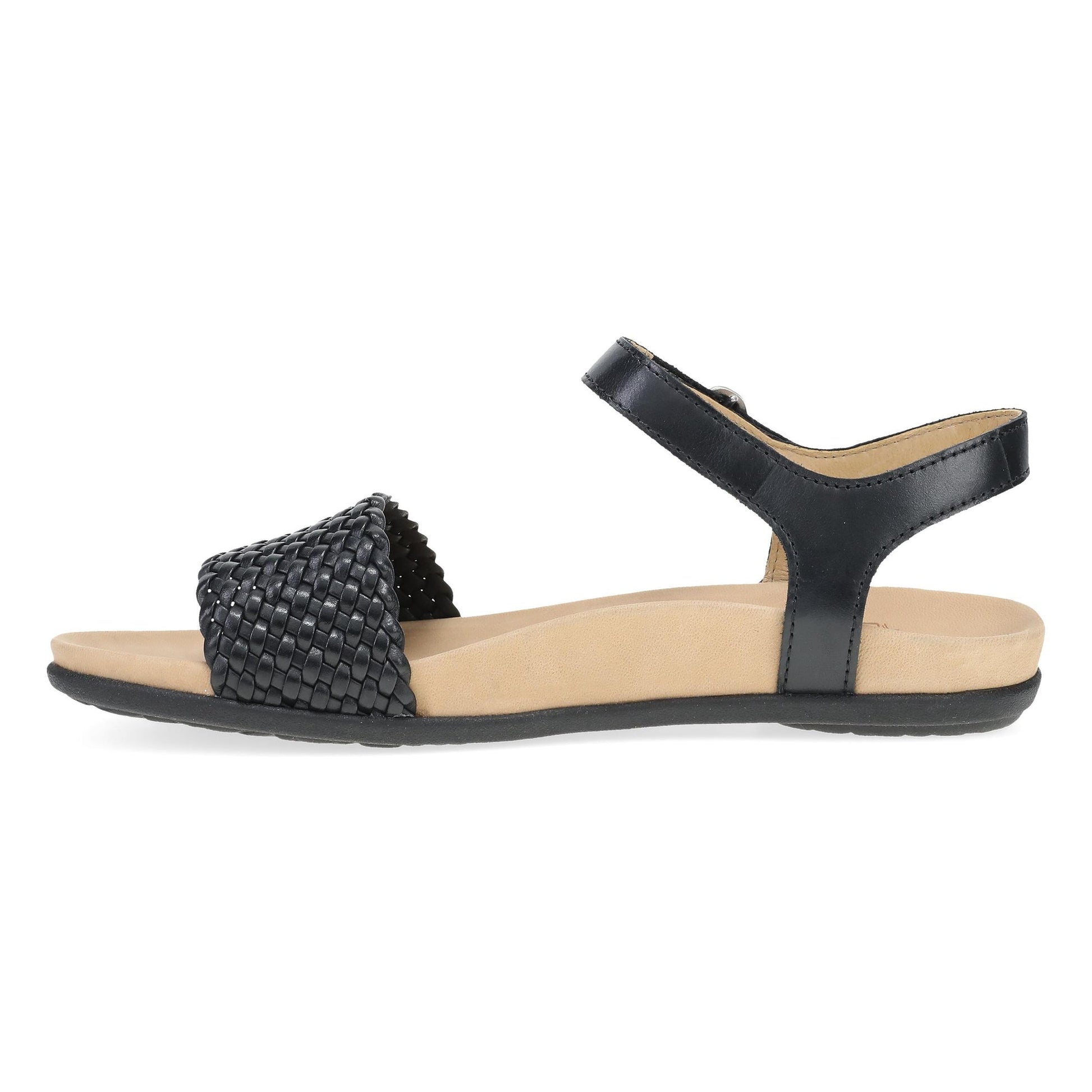 Dansko Jodie - Women's Contoured Footbed Sandal - Black Woven Side View