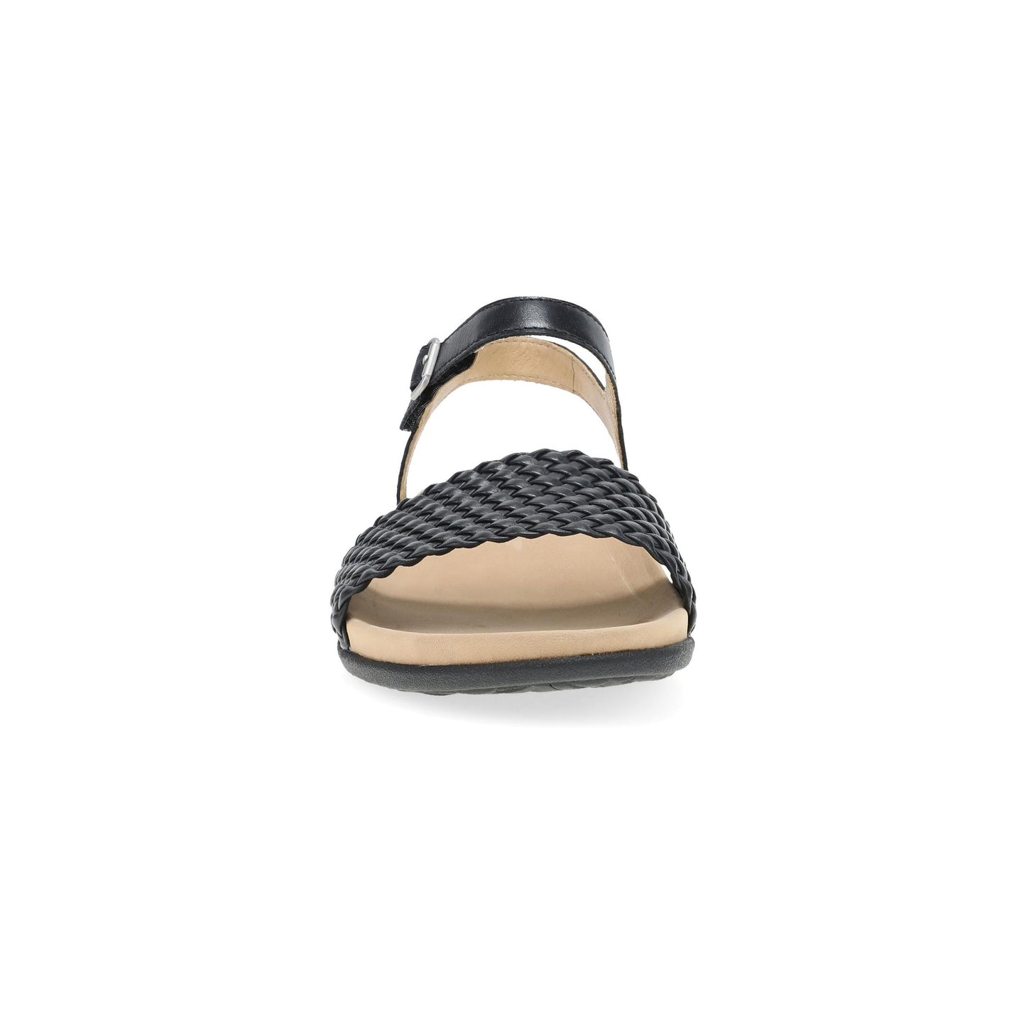 Dansko Jodie - Women's Contoured Footbed Sandal - Black Woven Front View