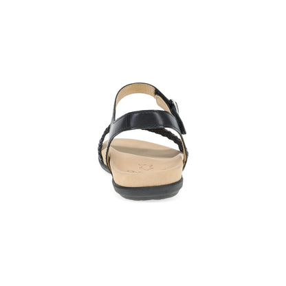 Dansko Jodie - Women's Contoured Footbed Sandal - Black Woven Heel View