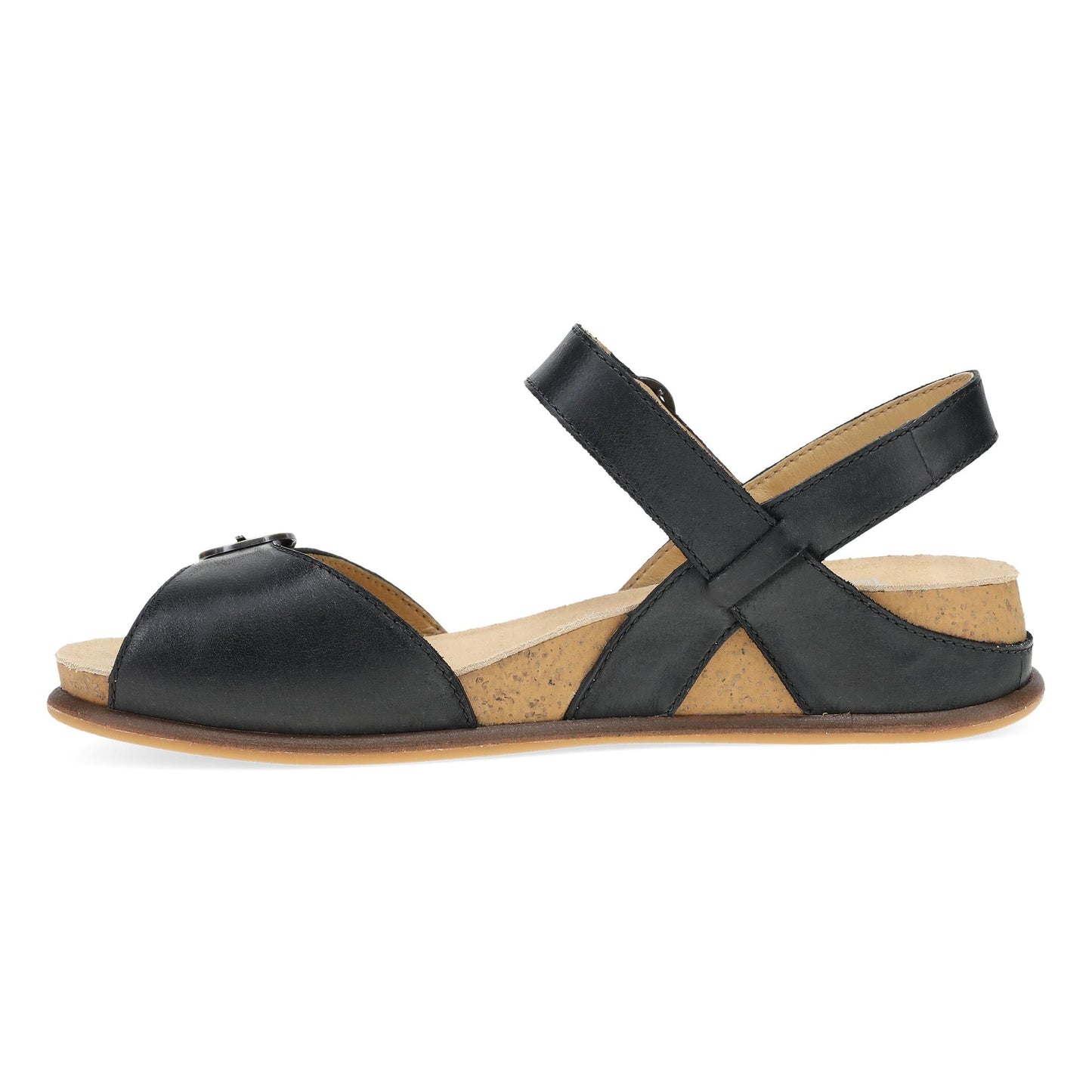 Dansko Candace - Women's Adjustable Strap Sandal - Black Burnished Nappa Side View