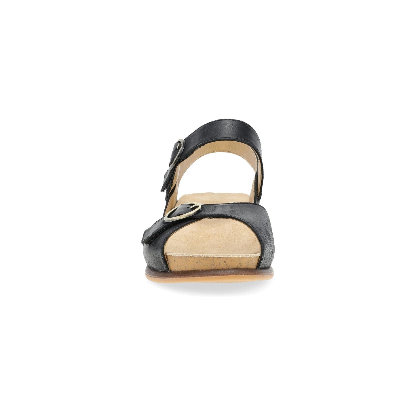 Dansko Candace - Women's Adjustable Strap Sandal - Black Burnished Nappa Front View