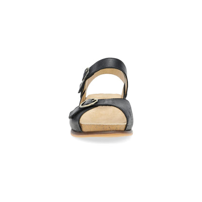 Dansko Candace - Women's Adjustable Strap Sandal - Black Burnished Nappa Front View