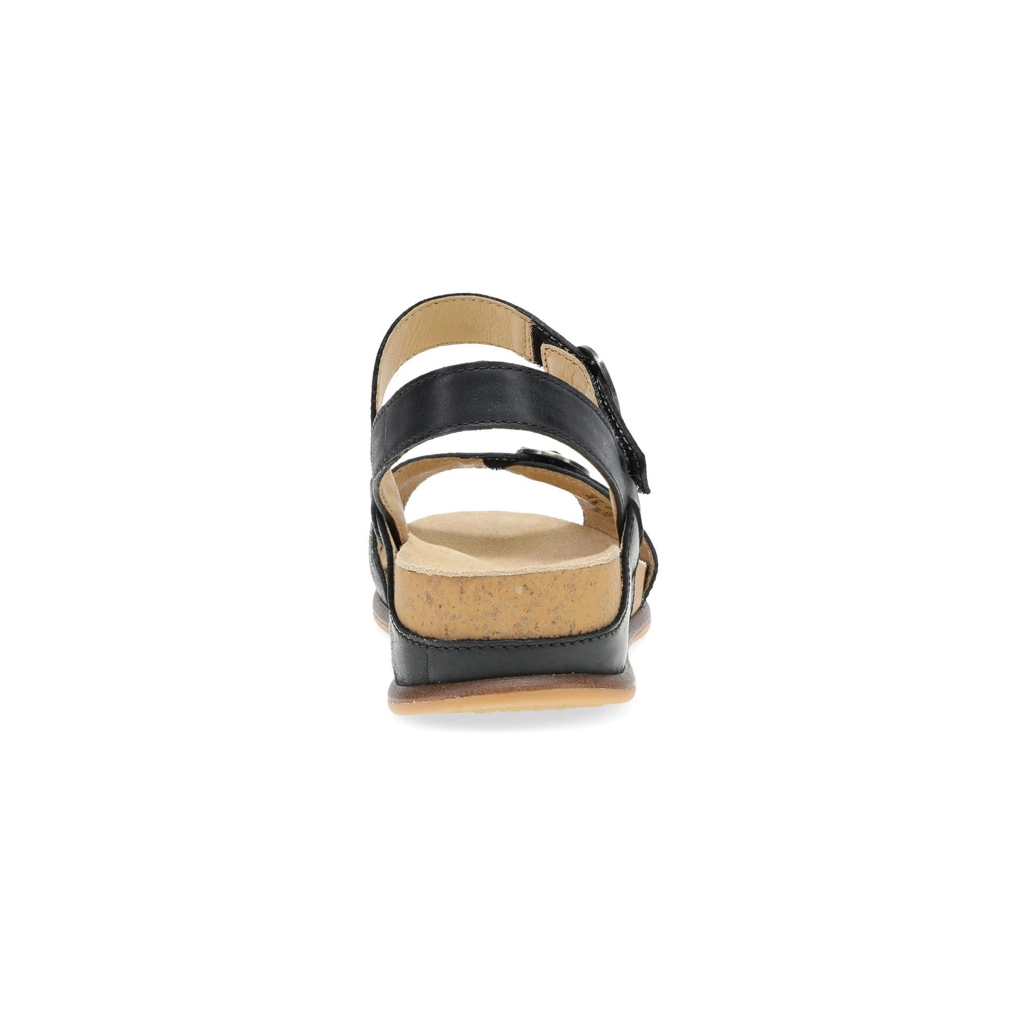 Dansko Candace - Women's Adjustable Strap Sandal - Black Burnished Nappa Heel View