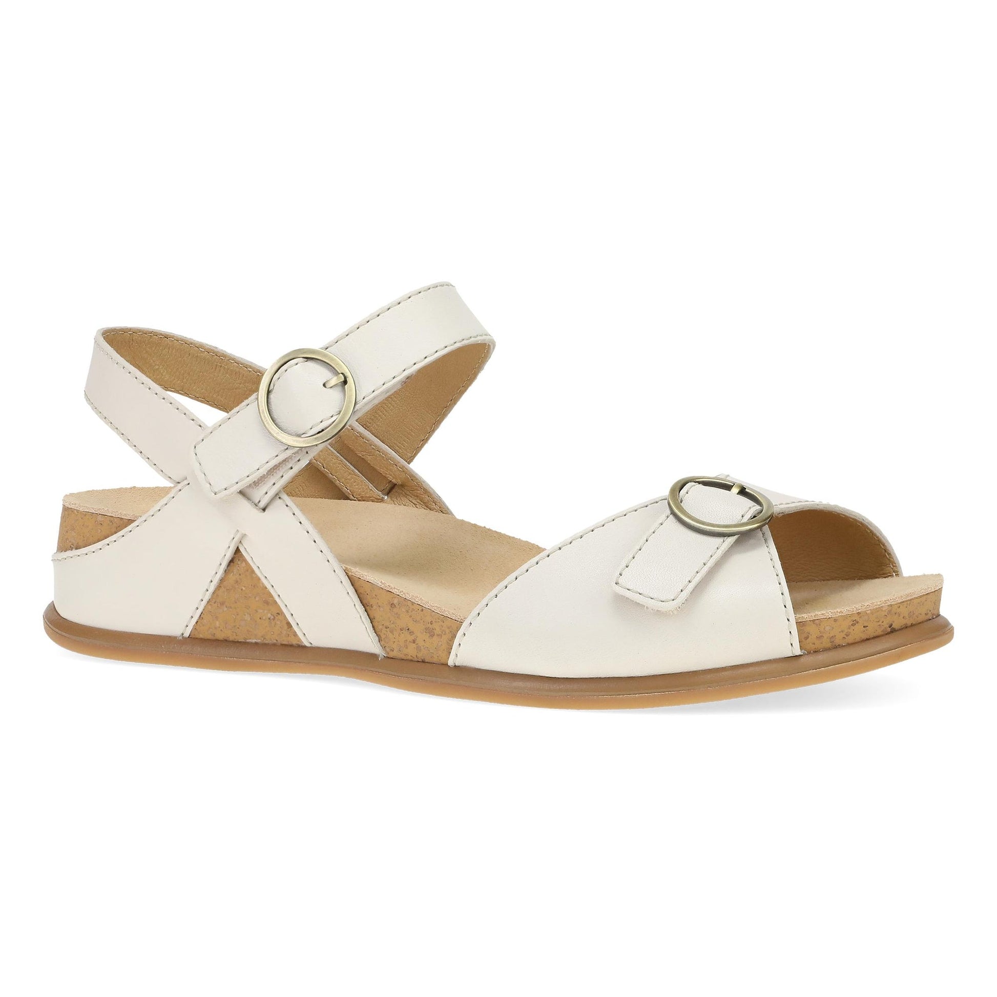 Dansko Candace - Women's Adjustable Strap Sandal - Ivory Full Grain Outside View