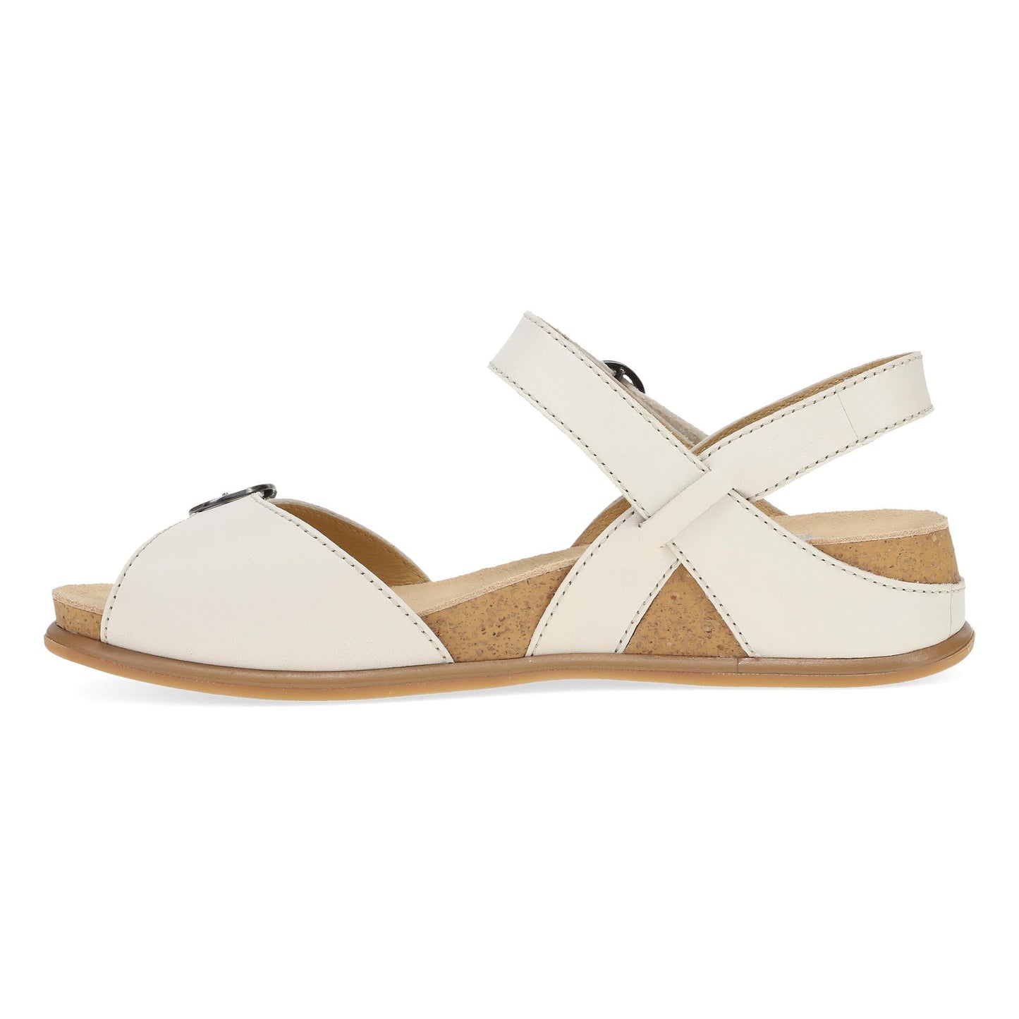 Dansko Candace - Women's Adjustable Strap Sandal - Ivory Full Grain Side View