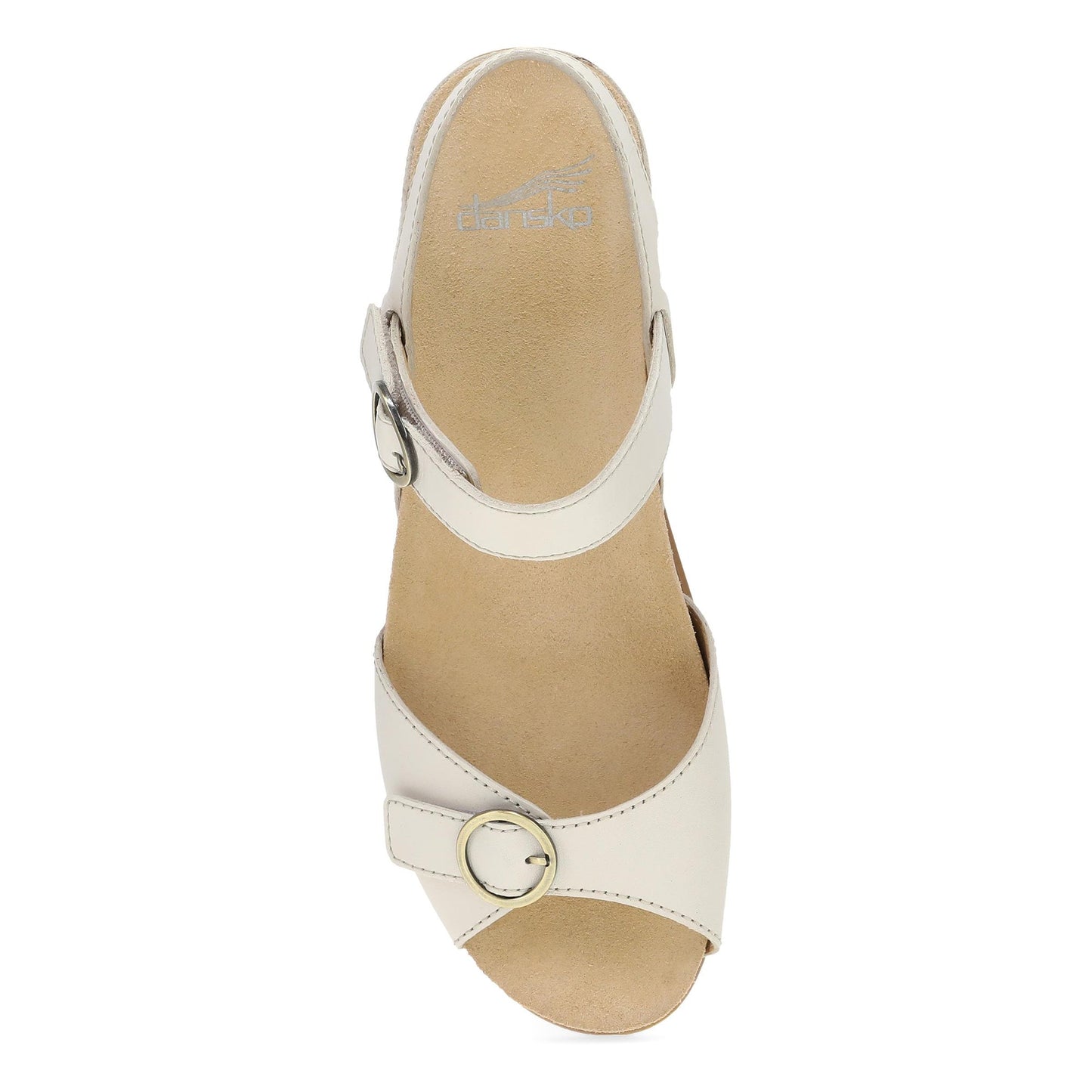 Dansko Candace - Women's Adjustable Strap Sandal - Ivory Full Grain Top View