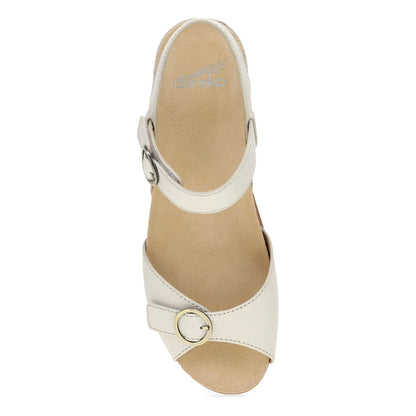 Dansko Candace - Women's Adjustable Strap Sandal - Ivory Full Grain Top View
