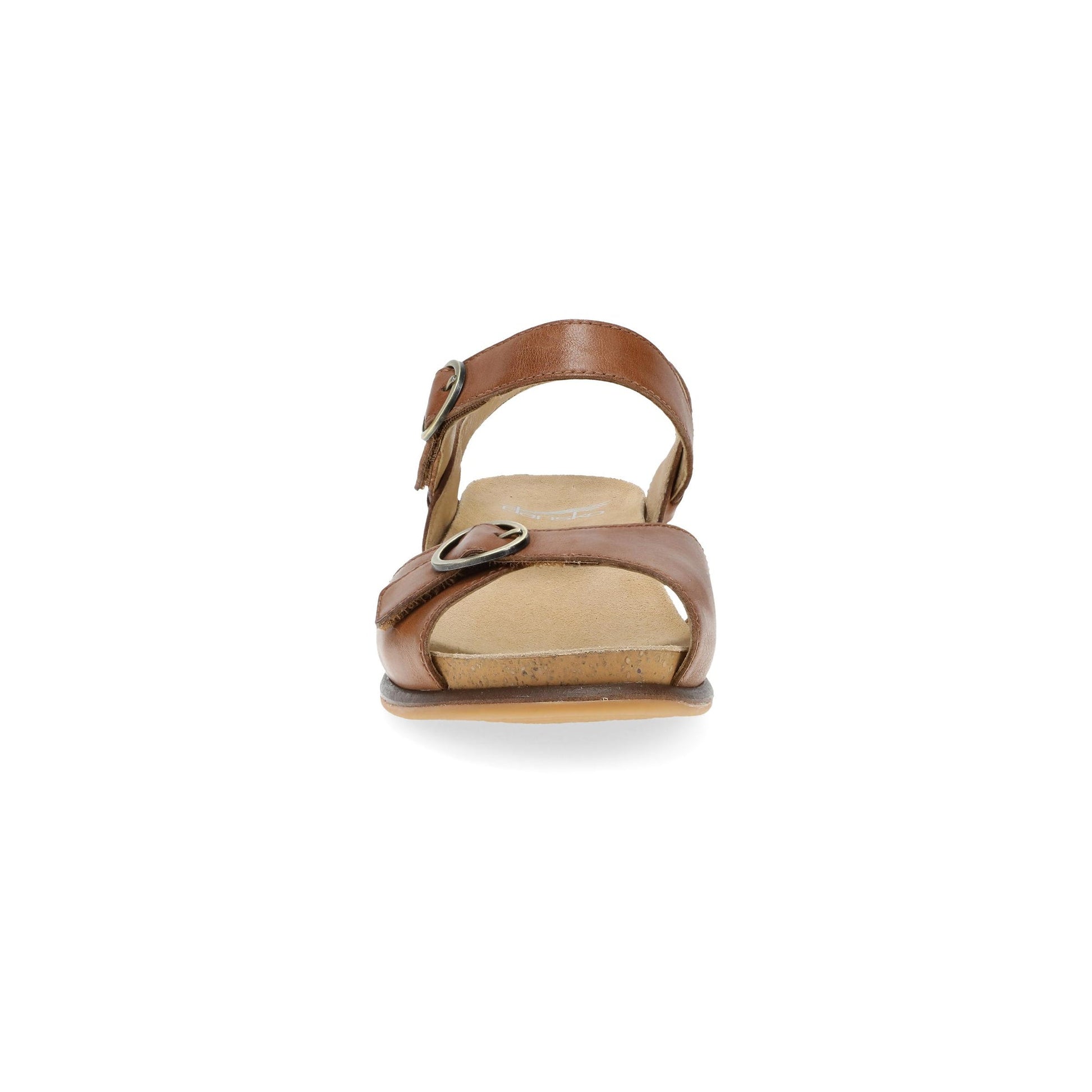 Dansko Candace - Women's Adjustable Strap Sandal - Tan Burnished Nappa Front View
