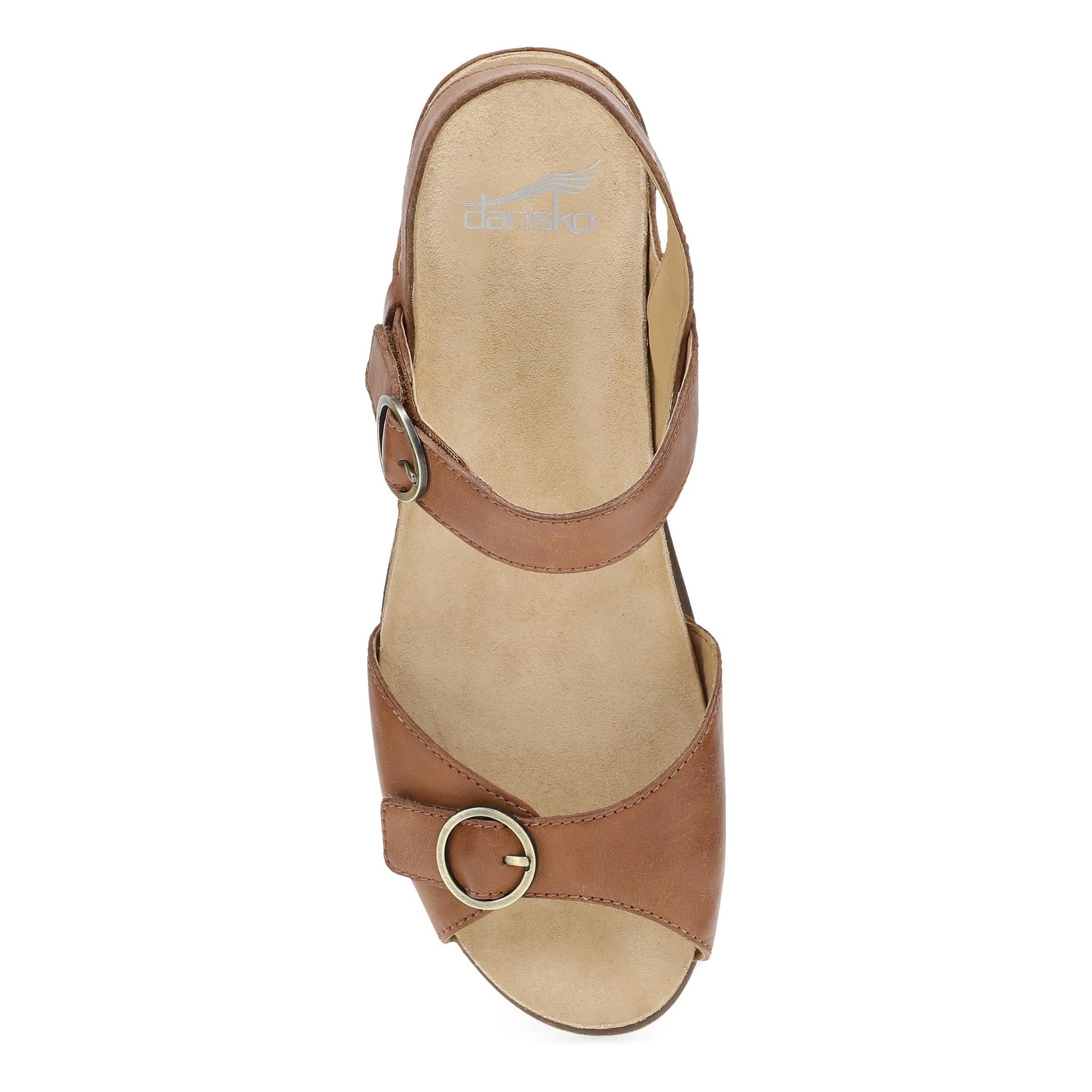 Dansko Candace - Women's Adjustable Strap Sandal - Tan Burnished Nappa Top View