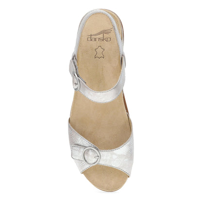 Dansko Candace - Women's Adjustable Strap Sandal - Champagne Metallic Top View