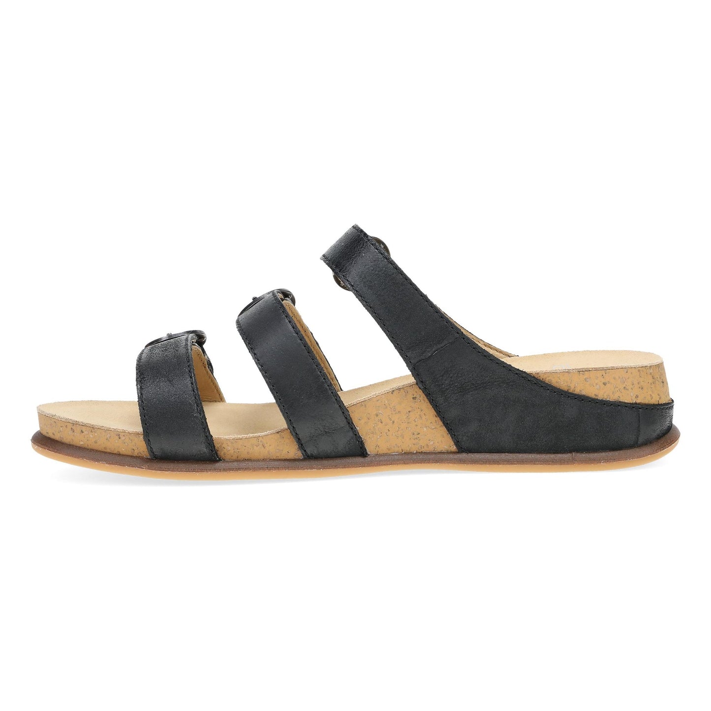 Dansko Campbell - Women's Adjustable Strap Sandal - Black Burnished Nappa Side View