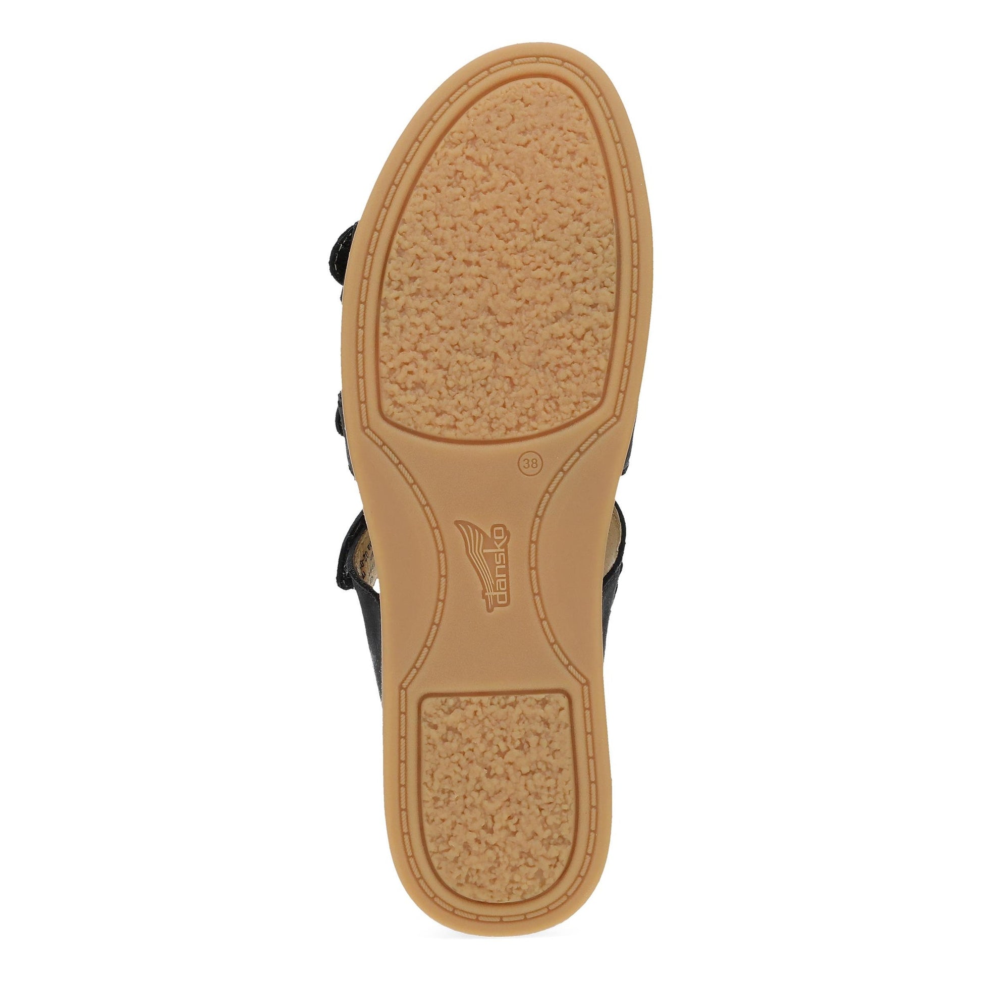 Dansko Campbell - Women's Adjustable Strap Sandal - Black Burnished Nappa Sole View