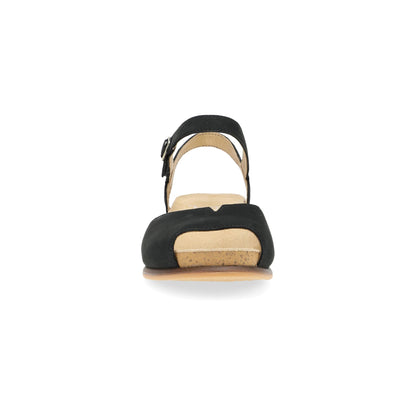 Dansko Cass - Women's Contoured Footbed Sandal - Black Milled Nubuck Front View